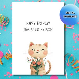 Naughty Birthday Card, Cheesy Printable Birthday Card, Birthday Pun, Card For Him, Blank Greeting Card Digital, Digital Download Bday Card
