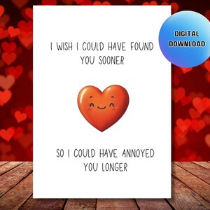Biglietto d'amore sarcastico digitale, biglietto d'anniversario divertente stampabile, biglietto di San Valentino, biglietto di buon anniversario stampabile, biglietto d'amore divertente stampabile