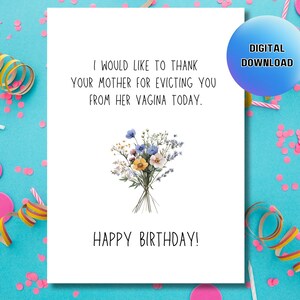 Sarcastic Birthday Greeting Digital, Cheesy Printable Birthday Card, Digital Printable Card, Inappropriate Card, Birthday Pun Card Digital