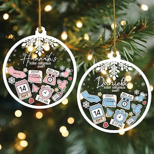 Personalized Baby 1st Christmas Ornament, Custom Baby&#39;s First Christmas Ornament 2025, New Baby Gift, 4D Shake Babies Ornament, Baby Shower