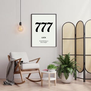 777 Angel Number Digital Wall Art - Lucky Number Print, Spiritual Wall Decor, Boho Aesthetic Poster, Instant Download, Home Decor