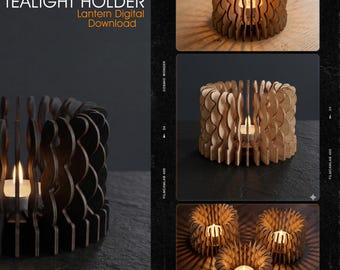 SVG Tealight Holder Wave Design DXF Laser Cutting Files