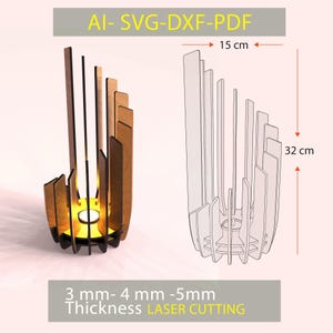 Tea Light Candle Holder Laser cut SVG File, Vectors for Laser Cut. Wooden Candlestick Lamp Svg, Ai, Pdf, Dxf Files