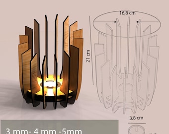 Tea Light Candle Holder Laser Cut File (SVG, Ai, PDF, Dxf)