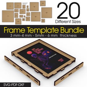 Plantillas de marcos de fotos cortados con láser / Paquete completo de 10 tamaños / Conjunto de marcos cuadrados y rectangulares