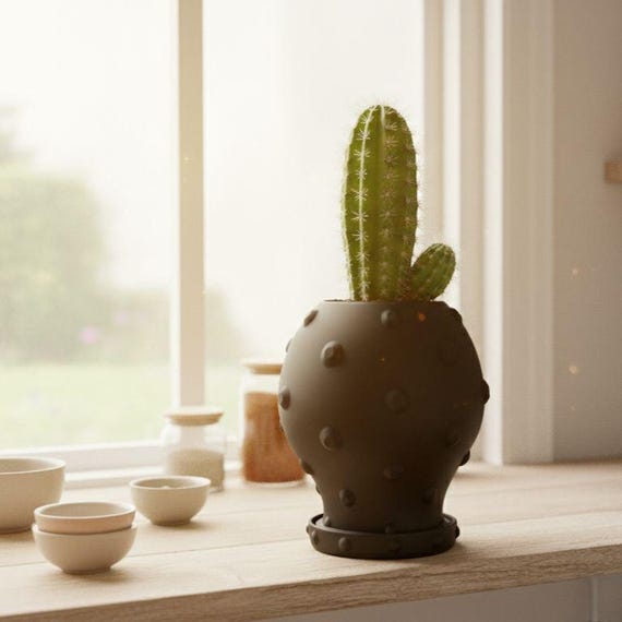 Cactus Vase & Bowl STL Set  Modern 3D Printed Planter (Digital Download)