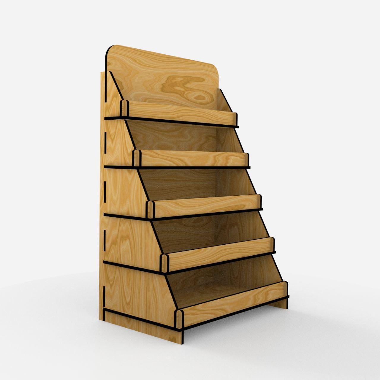 Vector File Display Stand 5 Shelf Display Stand Laser Cut Files, Vector Files (dxf, Pdf, Ai, Svg ...