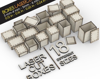 18 Laser Cut Box Templates, SVG, Glowforge, CNC & Cricut Friendly, Digital Laser Files Bundle