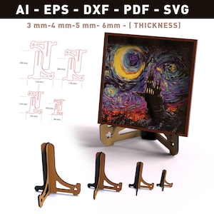 Easels Plate Stand Set SVG - Wooden Frame | Photo Display Holders | Cricut  | Glowforge Files for 3mm, 4mm, 5mm, 6mm