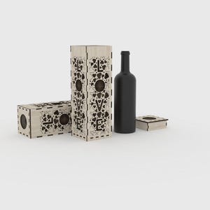 Caixa de Vinho para o Dia dos Namorados - Caixa de Madeira para Garrafa de Vinho Cortada a Laser | Amor SVG, Citações e Provérbios | Para 3 mm, 4 mm, 5 mm