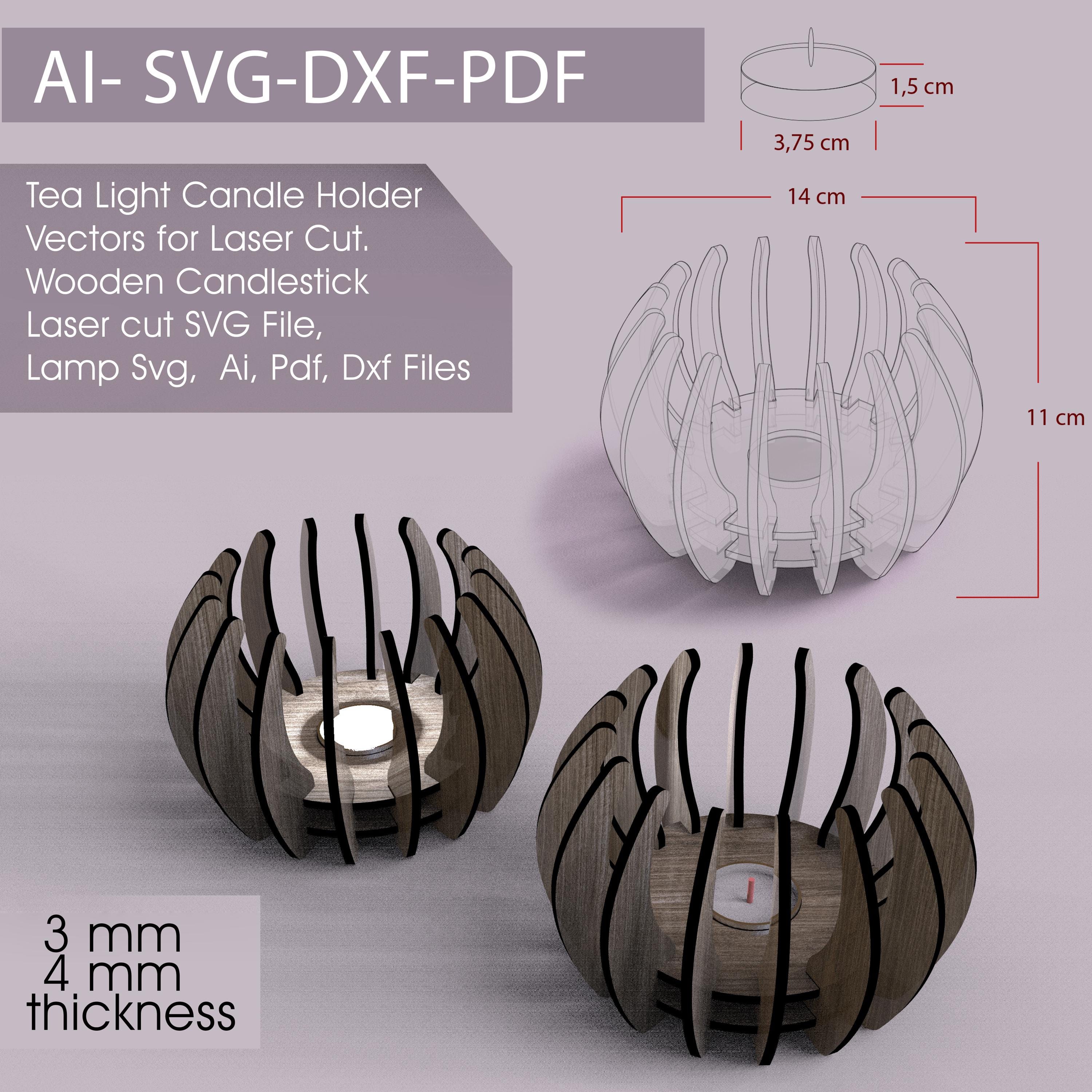 Tea Light Candle Holder Laser Cut File Bundle (SVG, Ai, PDF, Dxf) - Etsy