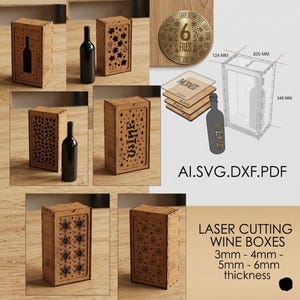 Laserskuren vinlåda med skjutbart lock, SVG, Glowforge