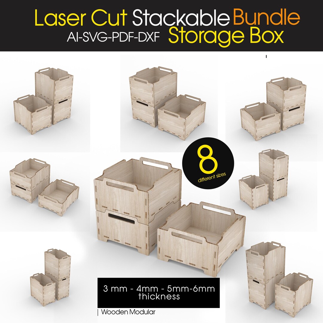 Laser Cut Stackable Storage Box | Wooden Storage Box Files | CNC ...