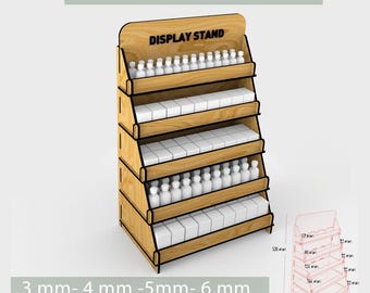 5 Shelf Display Stand Laser Cut Files, Vector Files (dxf, pdf, ai, svg)