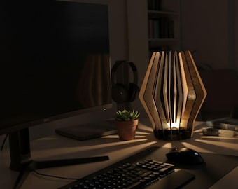 Laser Cut Tea Light Holder SVG File, Wooden Candlestick Lamp (Digital File)