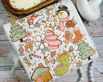 Suéter navideño de cuello redondo: ropa navideña unisex de algodón grueso