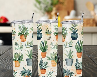 Vaso para amantes de las plantas: Plantas en maceta vibrantes, acero inoxidable, 20 oz