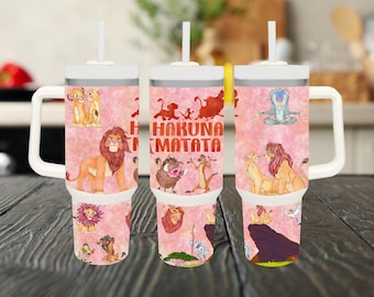 Vaso de acero inoxidable de 40 oz del Rey León, diseño Hakuna Matata
