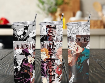 Vaso Jujutsu Kaisen de acero inoxidable personalizado de 20 oz.