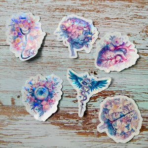 Bloom and Heal Floral Medical Sticker for Planners & Journals, Flower and Medical Icon Stickers for Scrapbooking, Floral Planner Stickers
