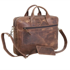 Maletín de cuero vintage de vaca hecho a mano personalizado, bolso de mensajero, bolso de hombro de cuero para hombres, bolso de cuero para computadora portátil, el mejor regalo para el día de Navidad