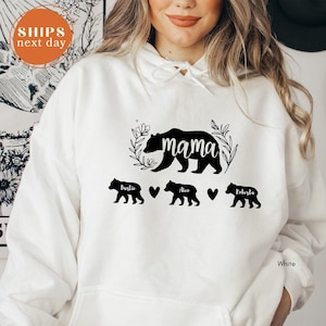 Custom Mama Bear Hoodie With Kids Names, Personalized Mom Hoodie, Gift For Mom, Mama Bear Sweatshirt, Mother&#39;s Day Hoodie,  Stylish Mom