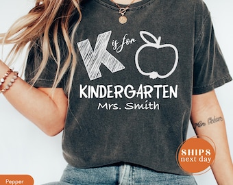 Comfort Colors Custom Kindergarten Teacher Shirt, Personalized Team Top, Educator Appreciation Apparel