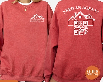 Custom Real Estate Agent Sweatshirt, Company QR Code Marketing Hoodie, Realtor Business Pullover