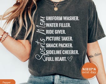 Comfort Colors Sport Mom Shirt, Funny Mama Game Day Tee, Custom Football Soccer Baseball Mama T-Shirt