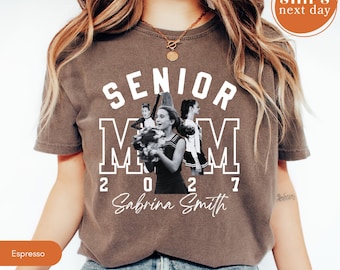 Comfort Colors Personalized 2027 Senior Photo Shirt, Custom Softball Mom Name Top, Senior Player Apparel