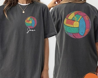 Comfort Colors Custom Floral Volleyball Shirt, Game Day Team Top, Volleyball Player Coach Apparel