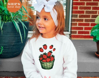 Strawberry Fruit Sweatshirt, Retro Foodie Crewneck, Cute Berry Sweater