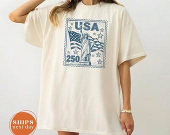 Comfort Color Statue of Liberty Shirt, USA 250 Vintage America Tee, Retro Patriotic Graphic T-Shirt