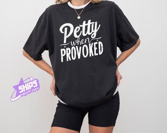 Petty When Provoked T-Shirt, Comfort Color Sarcastic Graphic Tee, Funny Adult Humor Apparel, Snarky Women&#39;s T-Shirt, Sassy Quote Tee