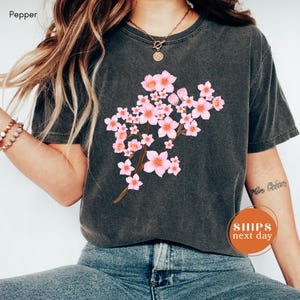 Comfort Colors Cherry Blossom Apparel, Sakura Flower Tee, Japanese Cherry Tree T-Shirt, Floral Aesthetic Shirt, Cute Blossom Gift For Her
