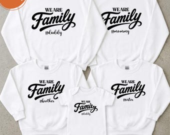 We Are Family Sweatshirt, Matching Group Reunion Pullover, New Baby Announcement Hoodie