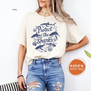 Comfort Colors Protect The Sharks T-Shirt, Gift For Shark Lover, Ocean Conservation T-Shirt, White Shark Apparel, Eras Tour Shark Tee