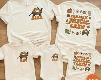 Comfort Colors Pumpkin Patch Crew Shirt, Personalized Fall Family Graphic Tee, Custom Autumn Top