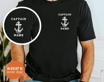 Camiseta personalizada con nombre de capitán, colores cómodos, camiseta de capitán de yate personalizada, camiseta de ancla náutica, camiseta de crucero y navegación, regalo para amantes de los barcos