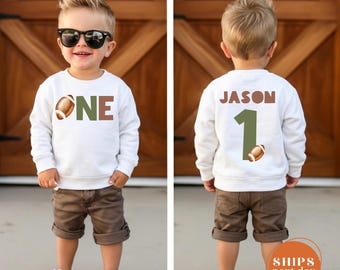 Football First Birthday Sweatshirt, Toddler 1st Birthday Crewneck, Birthday Boy Sweater