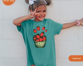 Comfort Colors Strawberry Shirt, Retro Foodie Graphic Tee, Cute Fruit Top