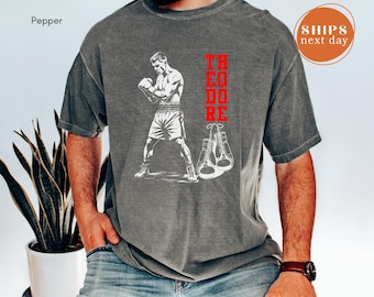 Custom Boxing Name Tee, Comfort Colors Matching Apparel For Boxing Fan Team, Personalized Adult Boxer Shirt, Fight Night Gift Idea