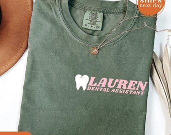 Comfort Colors Dentist Custom Shirt, Personalized Dental Hygienist Graphic Tee, Dental Assistant Top