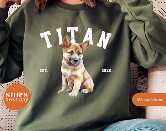 Custom Dog Portrait Sweatshirt, Retro Pet Photo Hoodie, Personalized Dog Lover Gift