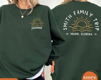 Personalized Family Beach Vacation Sweatshirt, Custom Name Matching Pullover, Summer Group Holiday Hoodie