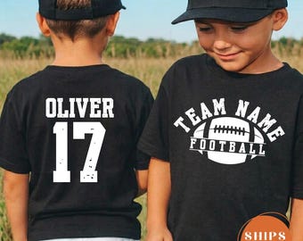 Custom Toddler Football Jersey Shirt, Personalized Team Name & Number Kid Tee, Athletic Game Day T-Shirt