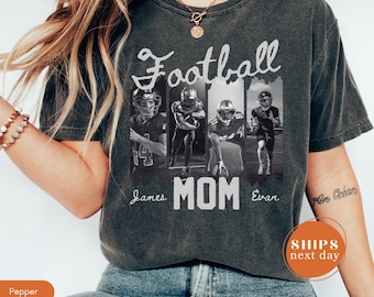 Comfort Colors Football Mom Shirt Personalized, Custom Photo Football Tee, Adult Sports Team Game Day Apparel