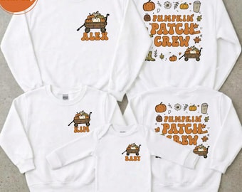 Pumpkin Patch Crew Sweatshirt, Personalized Fall Family Crewneck, Custom Autumn Sweater