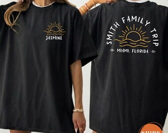 Comfort Colors Personalized Family Beach Vacation Shirt, Custom Name Matching Tee, Summer Group Holiday T-Shirt