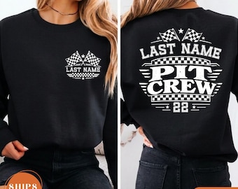 Custom Motocross Racing Sweatshirt, Personalized Last Name Pit Crew Hoodie, Motomom Gift Pullover